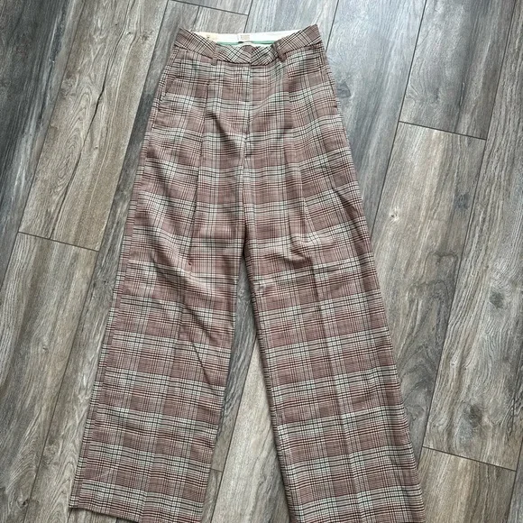 Scotch & Soda Women's Checkered Trousers in Brown and Cream - Picture 3 of 6